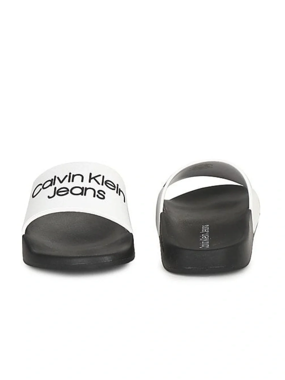 Calvin Klein Jeans Men’s White & Black Open Toe Slide Sandals